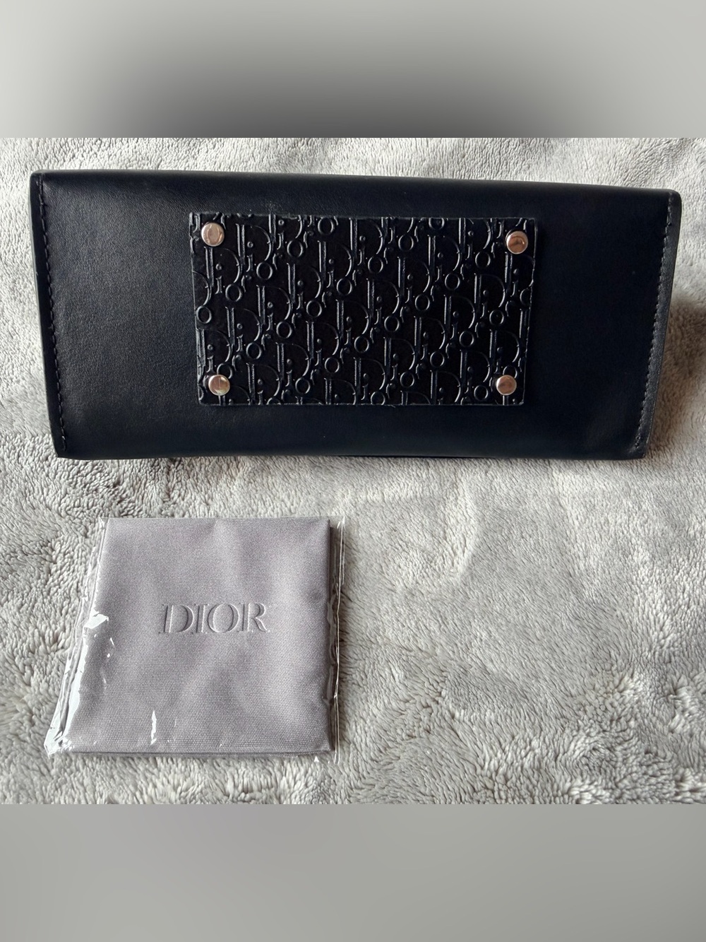 Dior Black Leather Fold-Over Sunglass Case - Picture 2 of 4